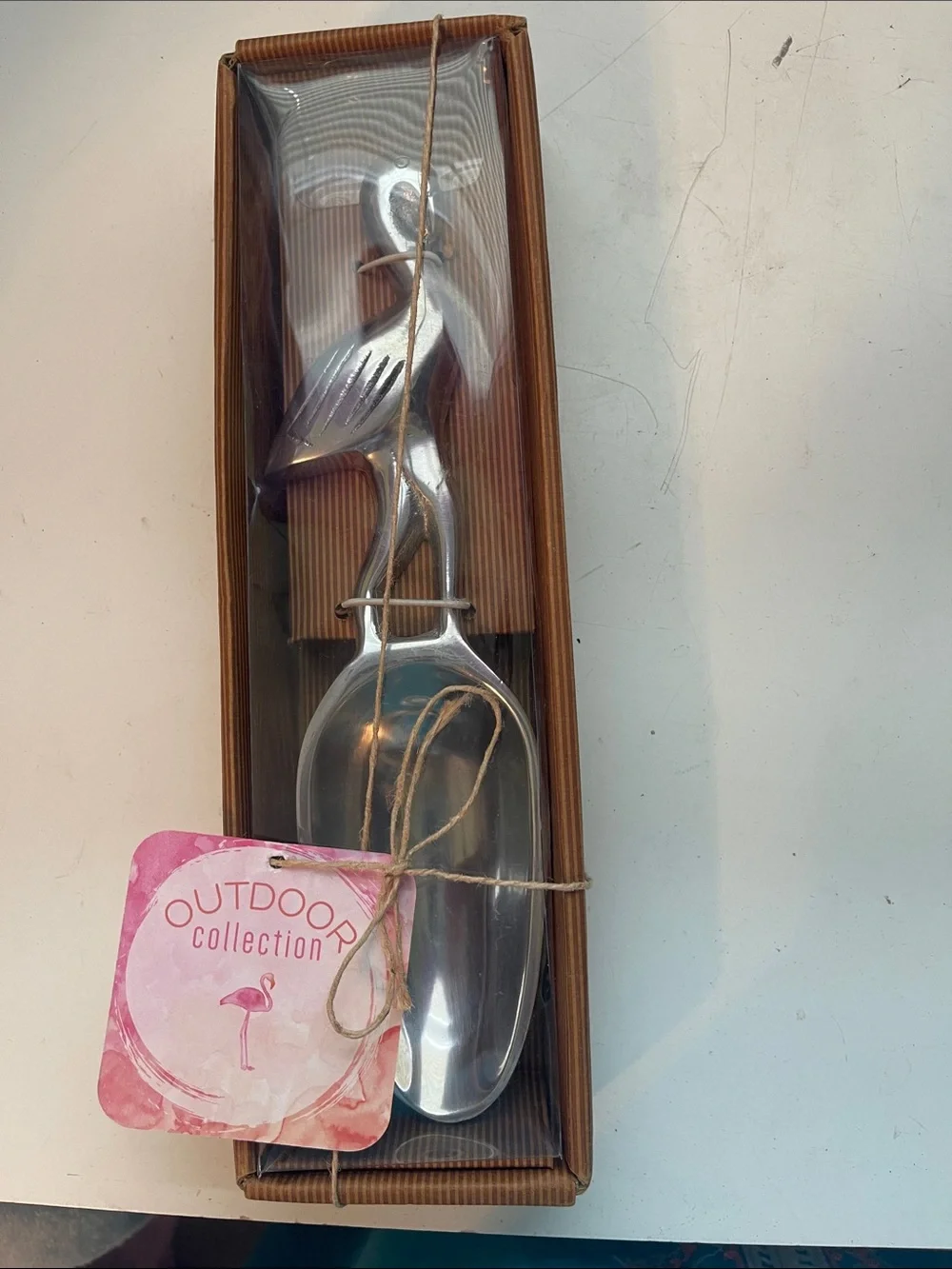 Flamingo Pink sign, Apron & Gauntlet Set with chrome platter and spoon